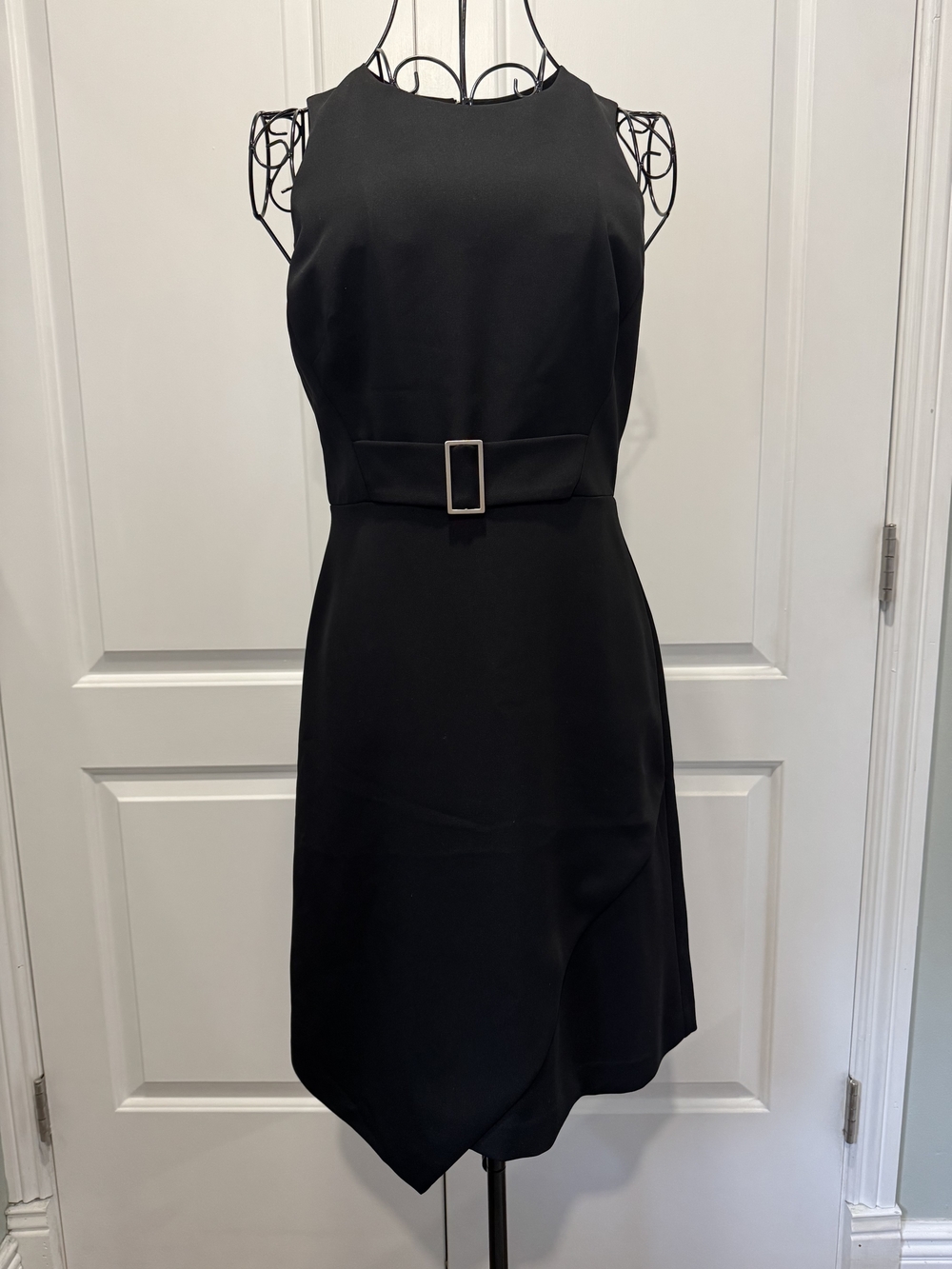 WHBM Classic Black Sleeveless Belted Dress